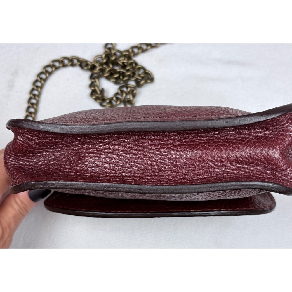 UGG Burgundy Brooklyn Pebbled  Leather Mini Crossbody Bag Turn Lock Chain Strap - Picture 2 of 16
